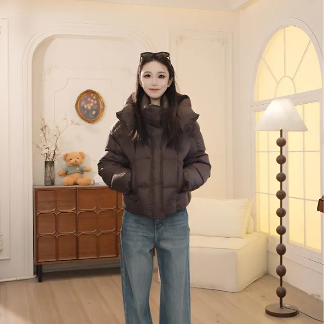 Basic House/百家好2025秋冬短款加厚保暖白鹅绒羽绒服外套YDQ35