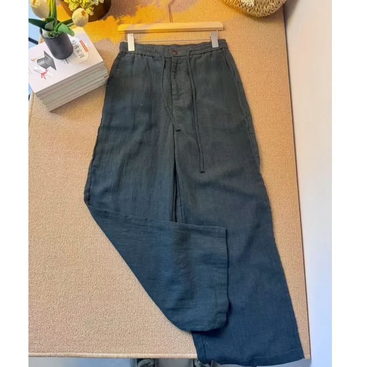 汉麻垂感直筒长裤透气显腿直气质百搭时尚时装裤