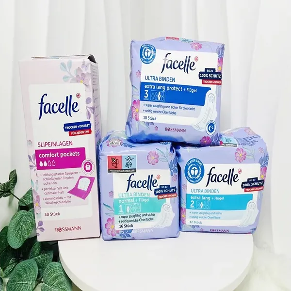 德国进口facelle卫生巾女日用夜用组合超薄棉柔姨妈巾一二三滴水