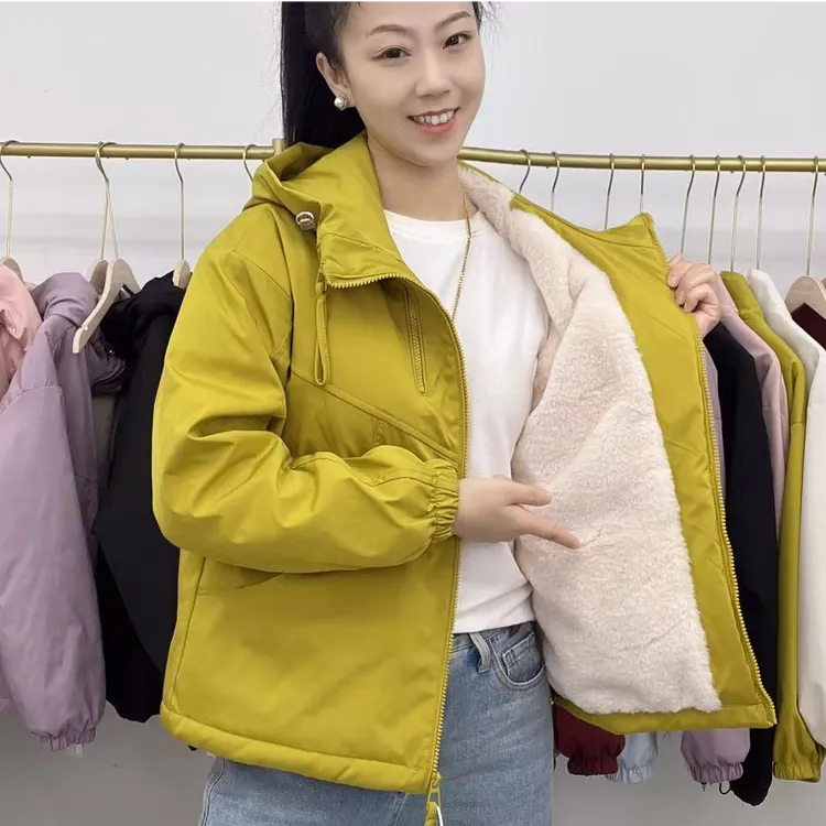 【加绒加厚】外套女2025冬季新款休闲宽松保暖加绒夹克外套女