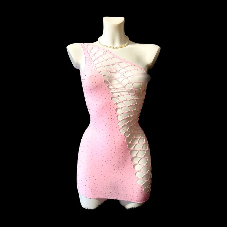 【特蕾莎 Teresa】粉色亮钻网眼女士睡裙夏季