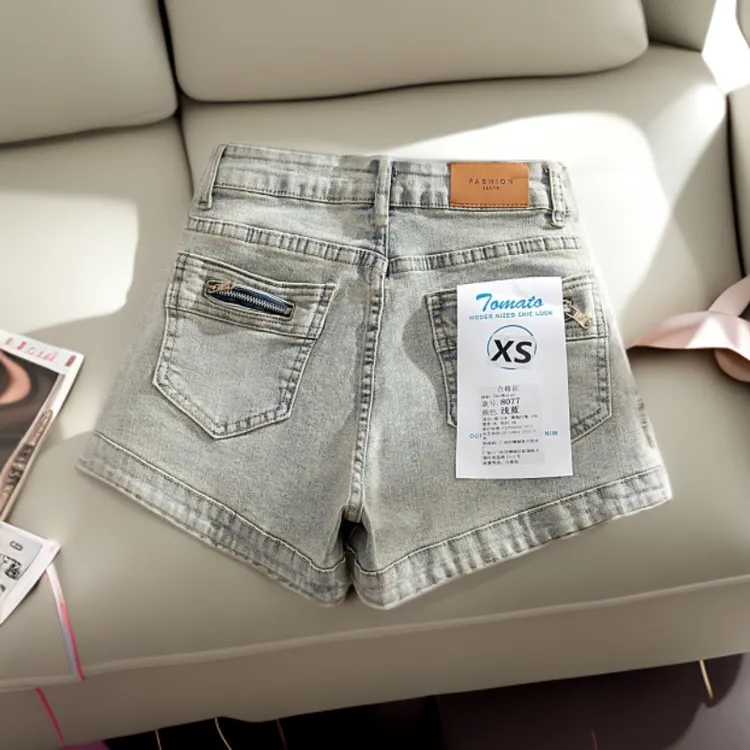 牛仔短裤女夏2025年新款薄款辣妹时髦时尚显瘦弹力高街设计感裤子