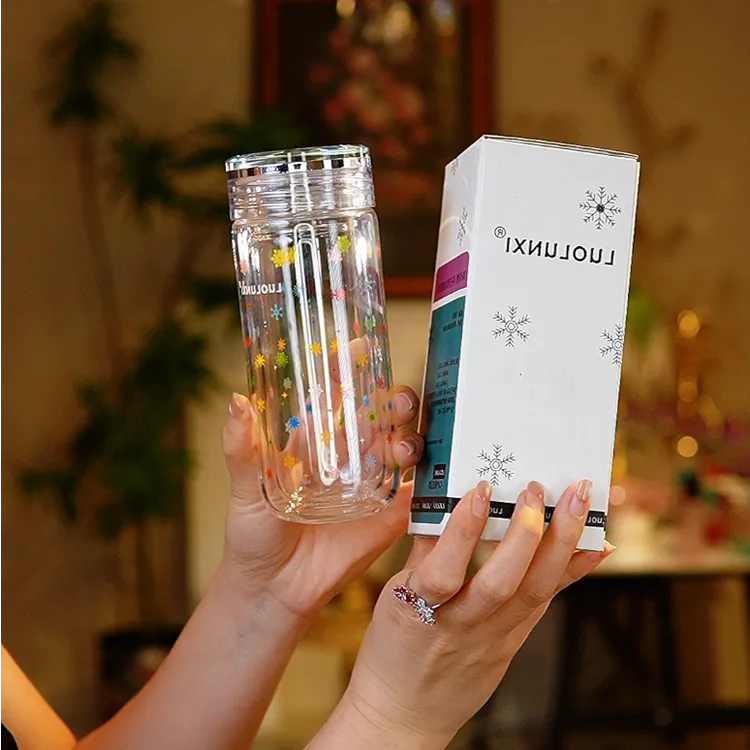 （礼盒装）网红双层高硼硅耐高温可开水雪花双层杯
