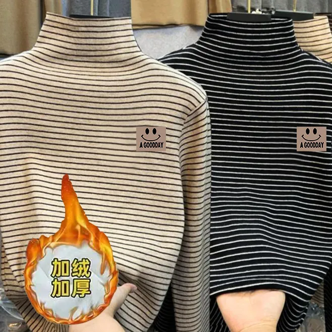 男女儿童加绒打底衫衣内搭半高领中大童德绒秋冬保暖上衣长袖t恤