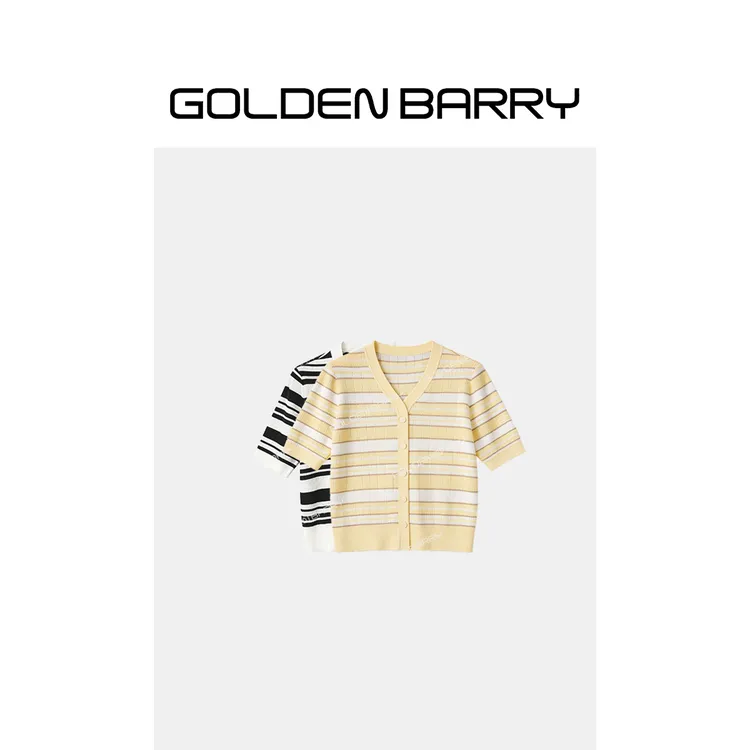 GOLDENBARRY时尚撞色条纹开衫246484