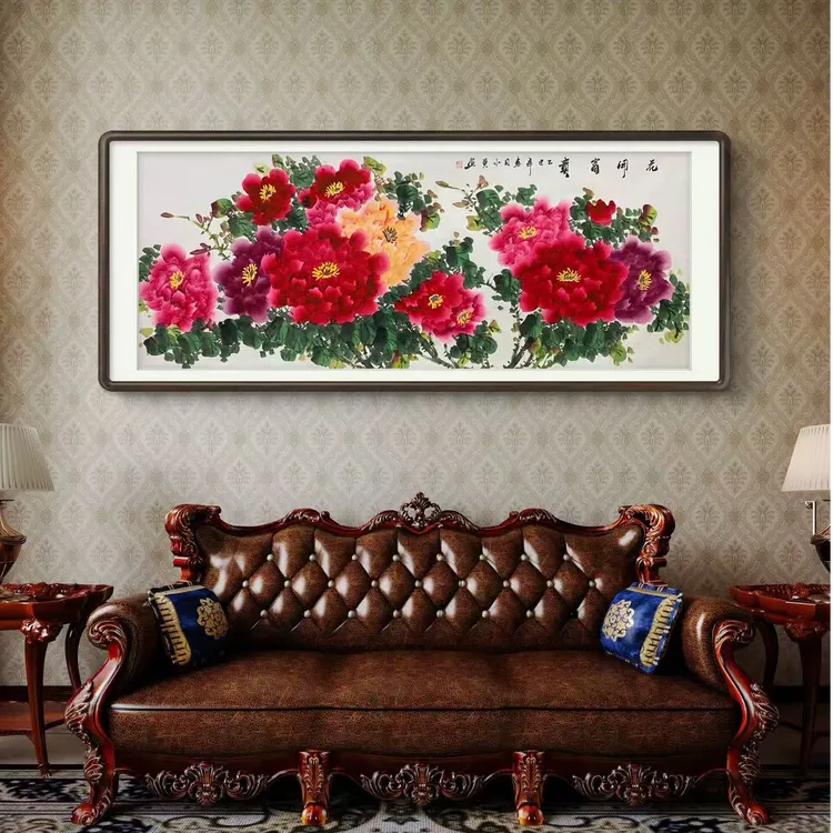 《花开富贵》纯手绘六尺牡丹花鸟国画客厅办公室挂画字画书画直播间