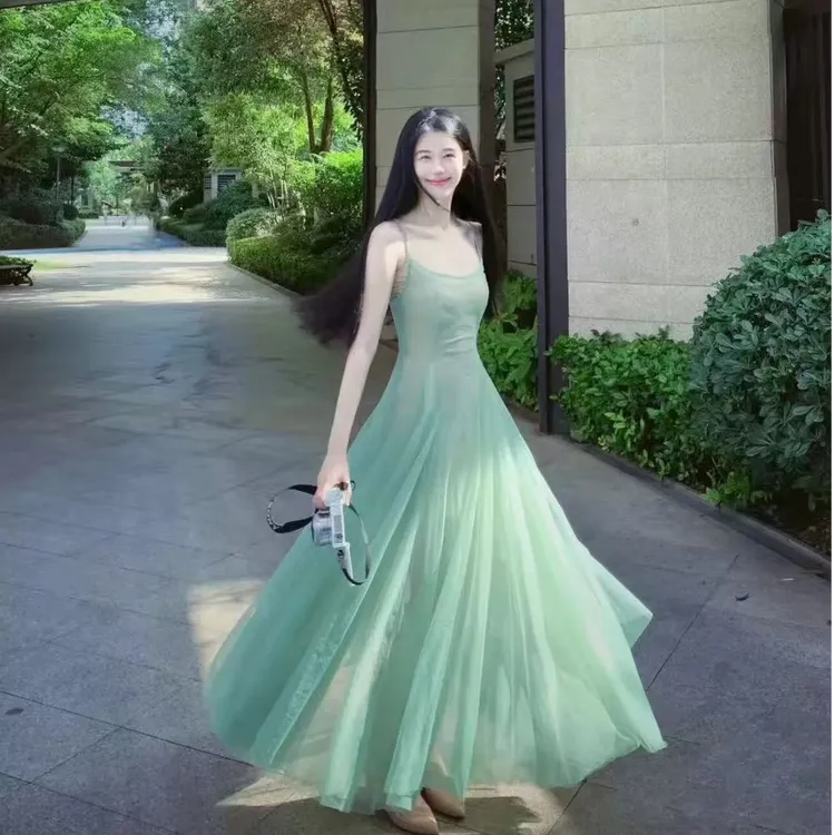 2025春季新款时尚连衣裙气质显瘦洋气休闲百搭温柔风长款渐变裙子