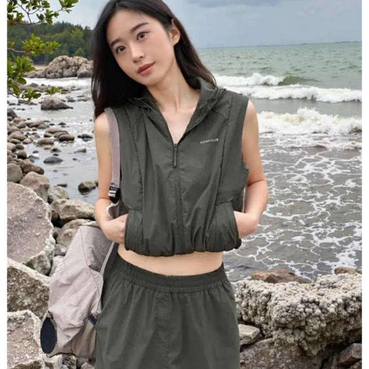 户外速干马甲套装女2025夏季新款轻薄透气防晒休闲A字长裙FYH919