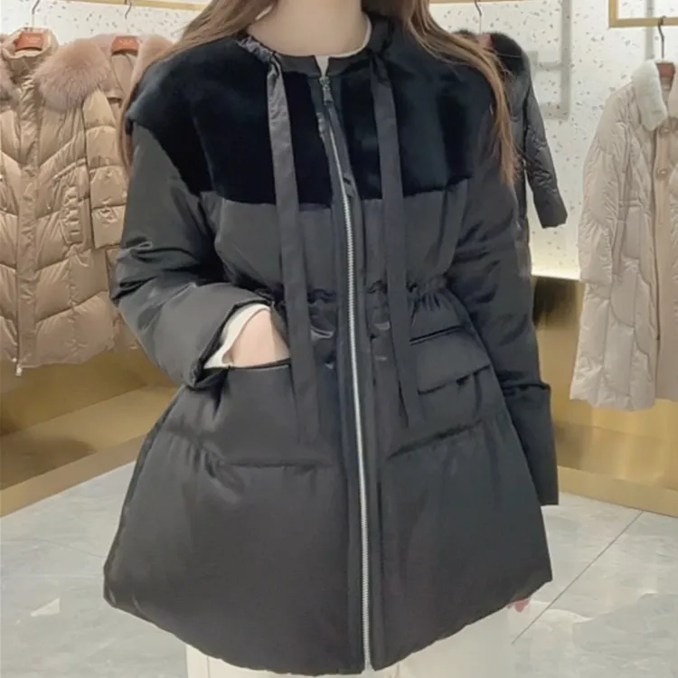 2024秋冬90国标白鹅绒服轻奢风收腰气质百搭皮毛一体 -6131