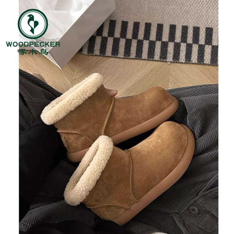 啄木鸟雪地靴短筒2025年冬季新款小土豆毛短靴厚底加厚大棉鞋保暖
