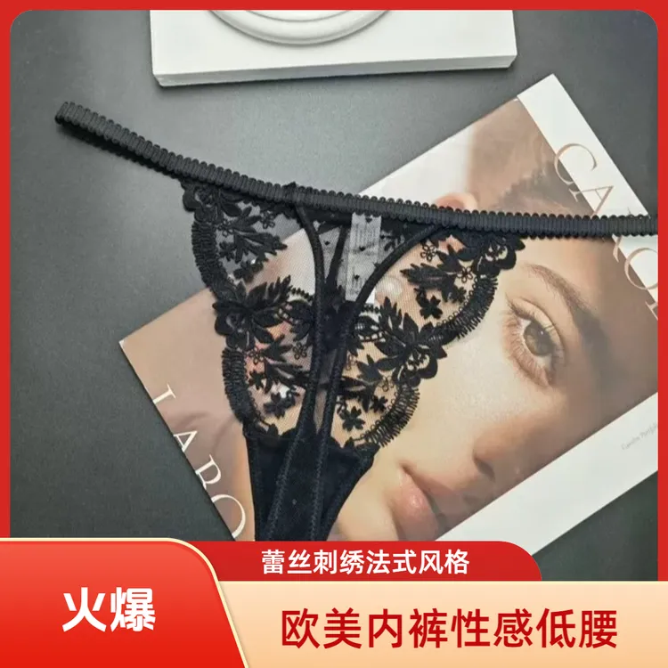 欧美薄款蕾丝刺绣法式睫毛丝性感内裤女诱惑低腰女士薄纱棉裆