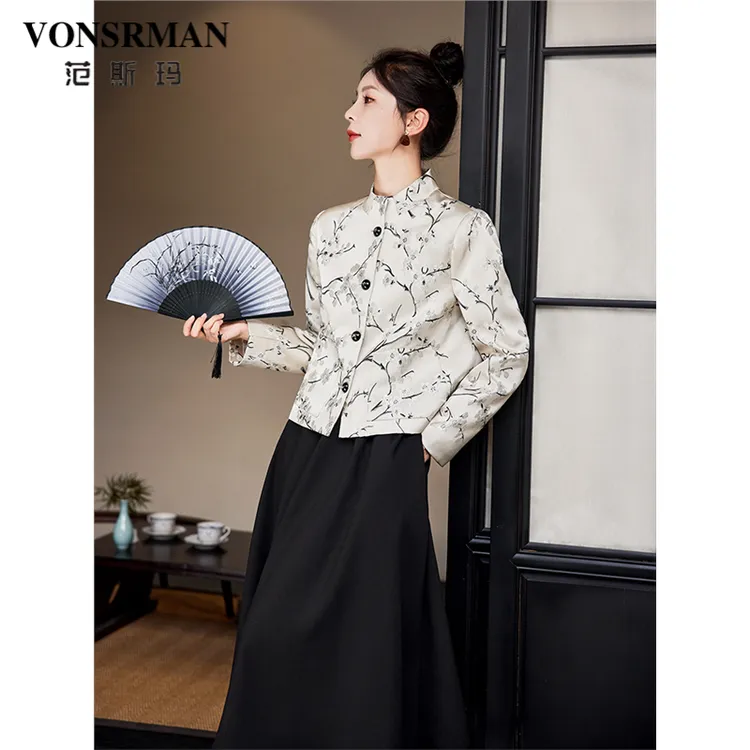 新中式刺绣羽绒服女短款冬季2025新款复古气质立领轻薄白鸭绒外套