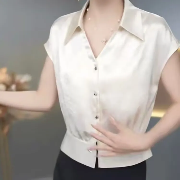气质翻领精选设计感翻领小众减龄百搭宽松时尚洋气遮肉衬衫