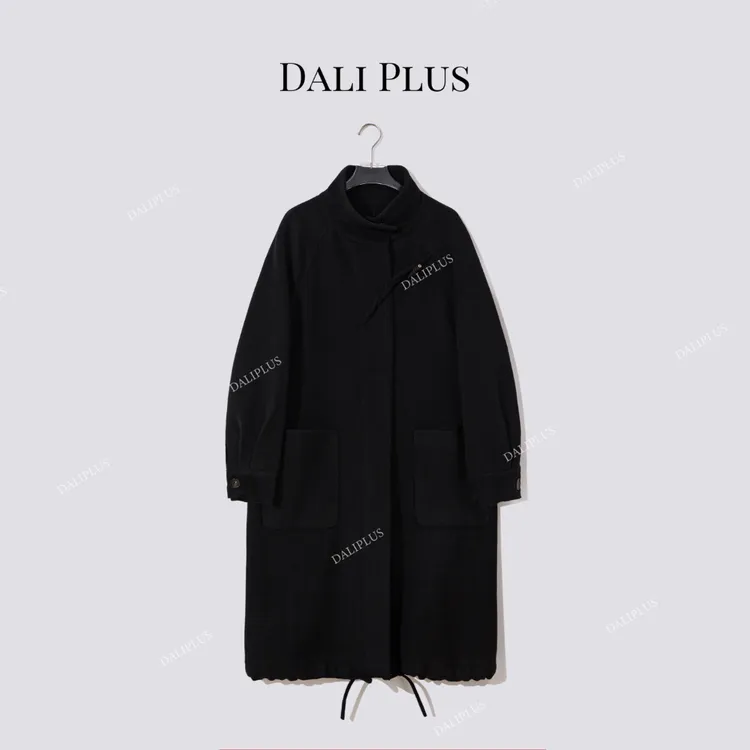 DALI PLUS【桑蚕丝羊绒】金色牛角扣立领双面呢大衣-D5CK2119