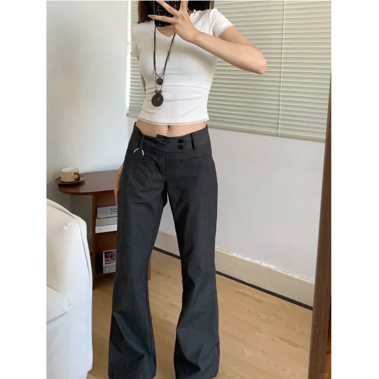 复古美式低腰西装裤女百搭显瘦直筒裤2025新款秋冬显腿长休闲裤子