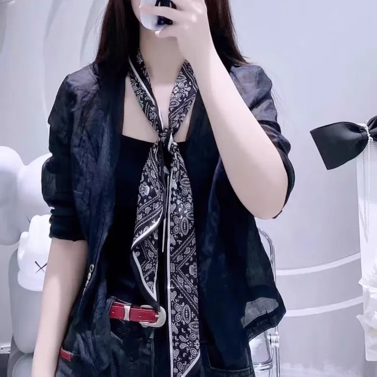 懒人丝巾小长条明星同款百搭西装衬衫时尚围脖丝巾围巾护颈洋气