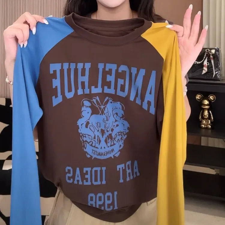 早秋个性街头减龄休闲减龄显瘦撞色长袖