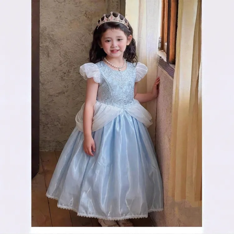 (现货)爱莎冰雪奇缘公主蓬蓬纱连衣裙女童生日礼服儿童灰姑娘