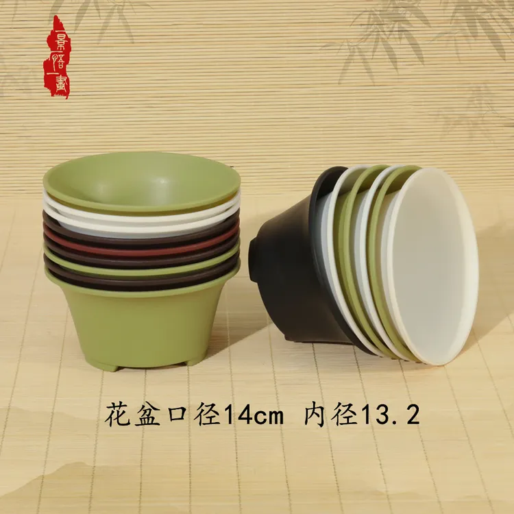 一景一悟一画圆形花盆树脂多肉13.8*6.9结实耐用