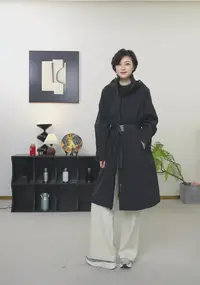 【U.M】立领连帽垂感显瘦中长款风衣简约百搭大衣