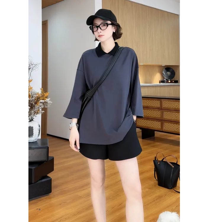 YYOUHAN 2025新款【纪念册】撞色POLO领显瘦短袖T恤 2507C4053