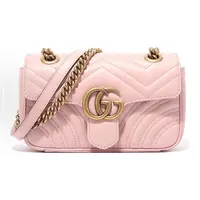 95新 GUCCI/古驰 思斯专属 Gucci马蒙22粉色单肩包 THRX295