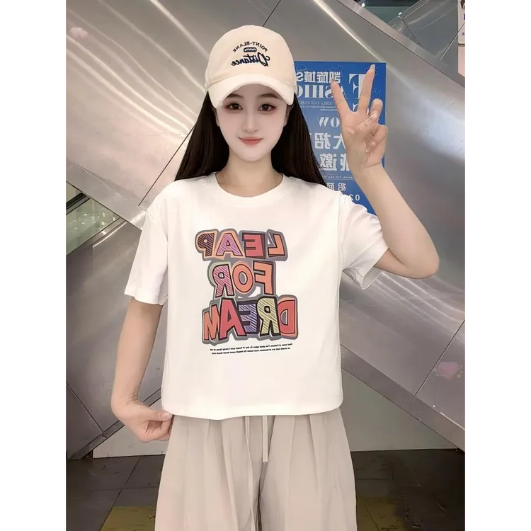 【汐月女神~漫绘直喷】南油定制夏季韩系宽松显瘦减龄短袖T恤女