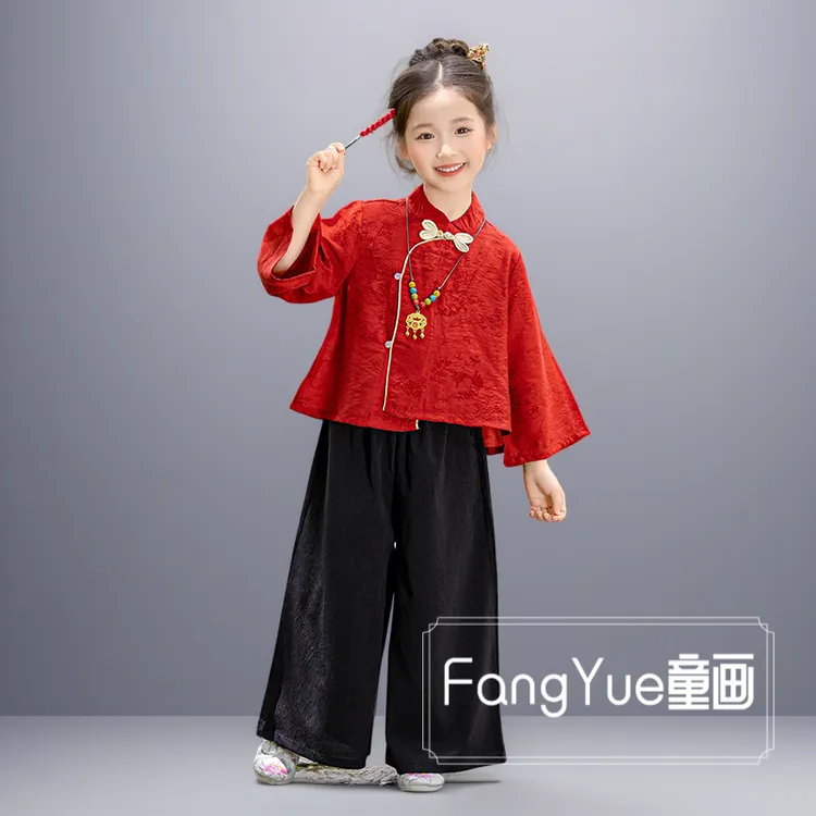 亲子女童新款中大童汉服套装中国风高端儿童古风演出服舞蹈男童秋