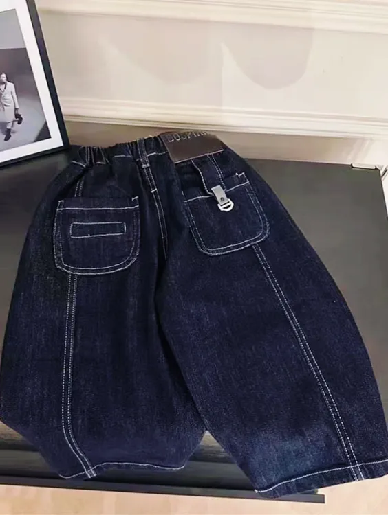 儿童秋装裤子时尚儿童牛仔裤2025新款男童痞帅宽松春秋款直筒裤潮