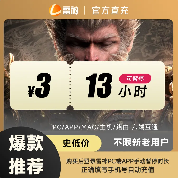 雷神加速器13-4600小时可暂停时长加速器推荐 雷神加速器兑换口令商品图