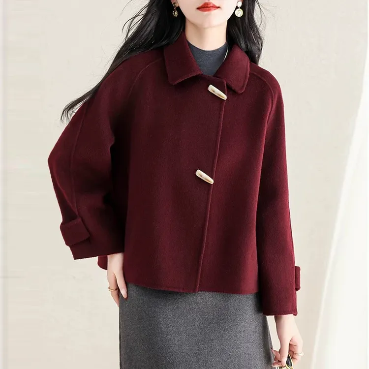 呢子大衣短款小个子休闲韩版毛呢大衣女洋气秋冬新款宽松毛呢外套