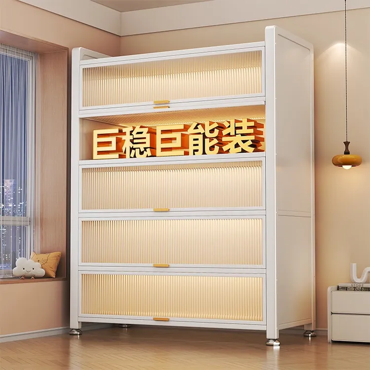 厨房置物架落地多层收纳柜子微波炉家用带门碗柜厨房收纳柜