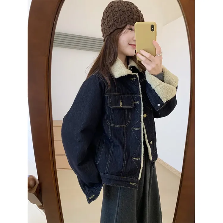 保暖显瘦短外套女休闲透气直下摆翻领加绒加厚冬季韩版