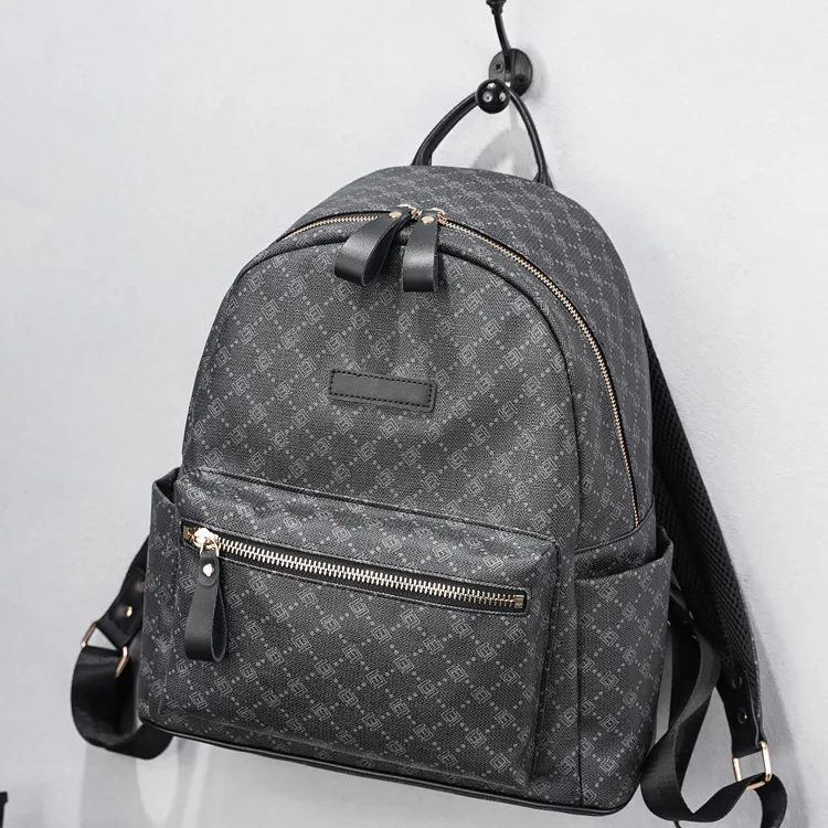 （1919）拉链欧美多功能男士双肩包电脑包格子户外双肩包