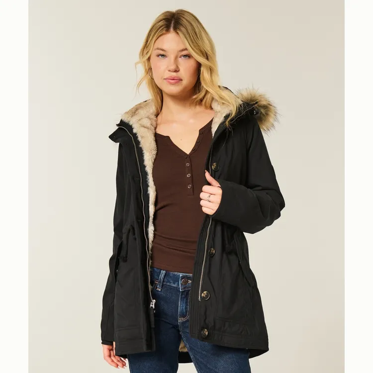 【抗风保暖】Hollister小海鸥图案25秋冬派克风棉服女装344-5053