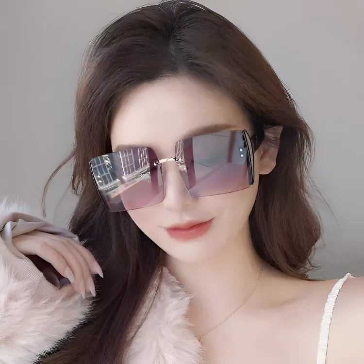 无边框防紫外线太阳镜韩版防晒偏光墨镜满天星高级感大框显瘦眼镜商品图