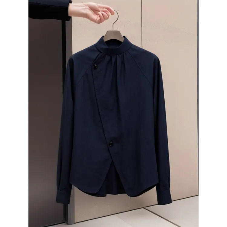 2025年新款小衫设计感小众高级感法式独特温柔气质立领衬衫女秋季