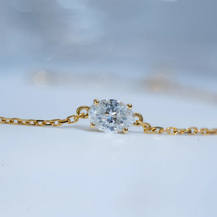 实验室培育钻石18K金椭圆手链（k黄）经典甜美250685