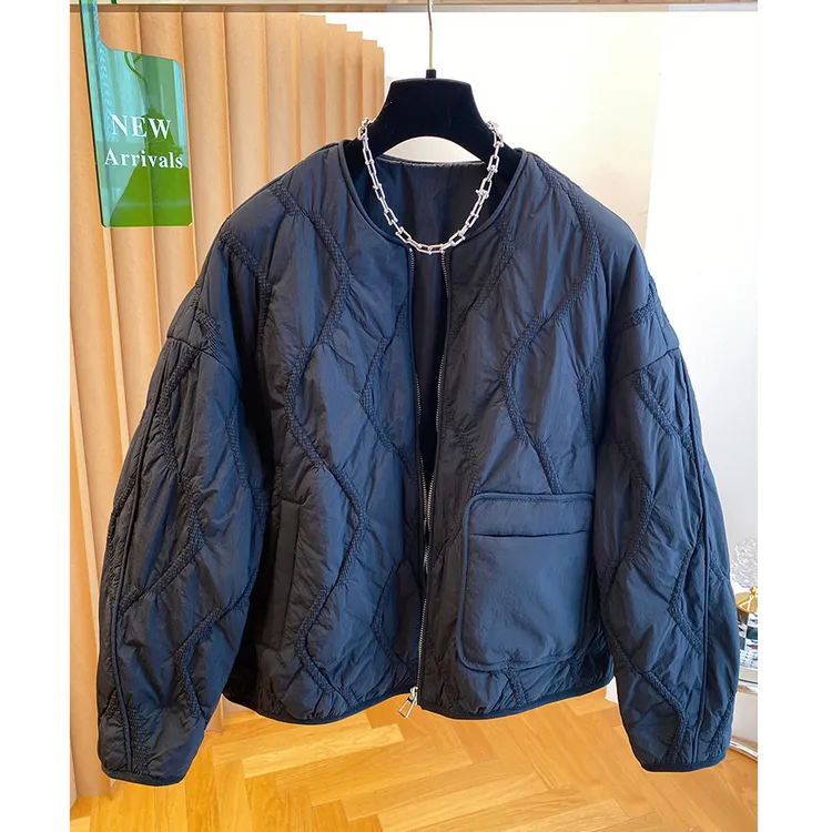 纯色轻薄棉服女短款2025新款冬季宽松休闲百搭洋气超好看夹棉外套