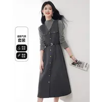 〈纪朵研〉1272毛呢背带裙两件套装女装秋冬新款韩系穿搭高级感