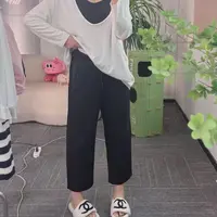 【纯熙+】W3205早秋新款拉链口袋休闲弯刀裤女韩版宽松百搭