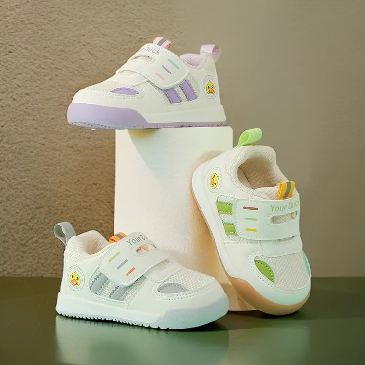 小黄鸭宝宝学步鞋春秋季防滑透气男女婴幼儿网鞋软底小童机能鞋子