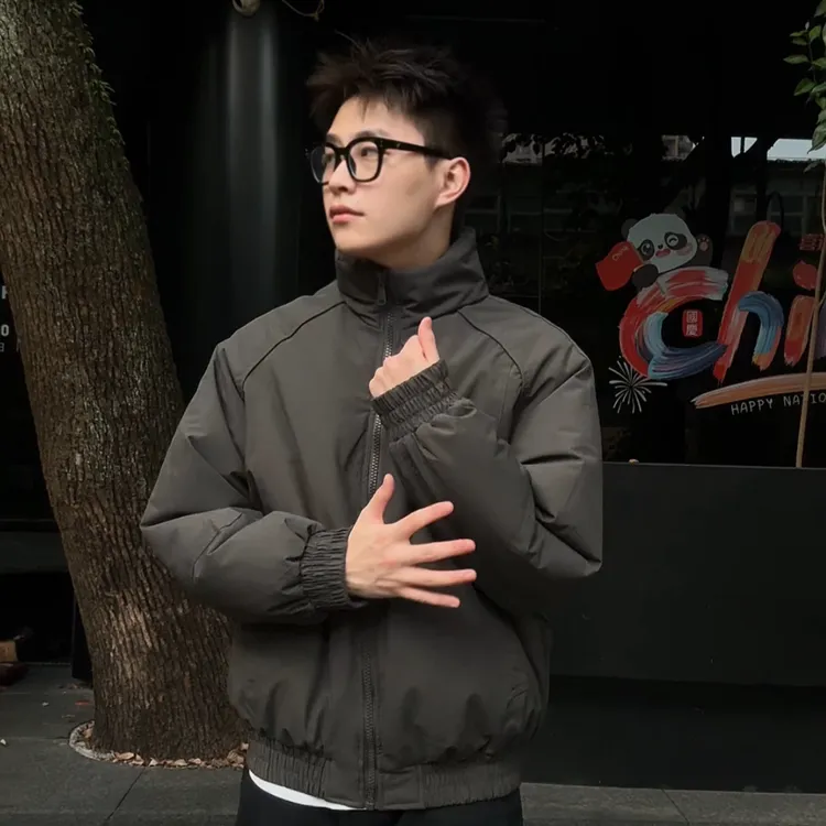 美式高街加棉加厚立领夹克棉服保暖外套男士潮流时尚休闲运动夹克