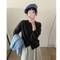 【碳灰色】法式小香风针织开衫女毛衣外套气质时尚宽松上衣