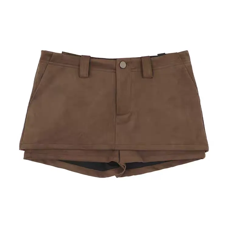 复古辣妹咖色半身裙裤女a字包臀裙巨好看麂皮绒加厚美拉德超短裙