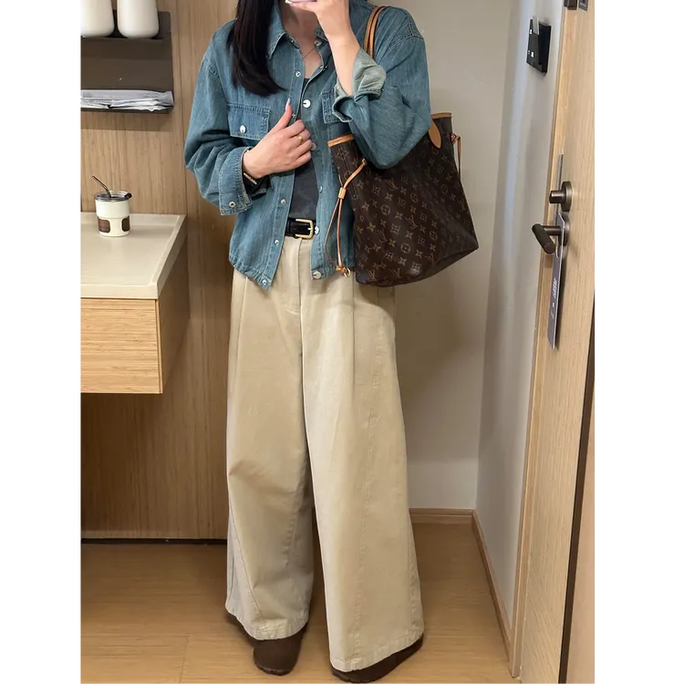 大码女装肥妹妹mm工装阔腿秋冬高腰宽松显瘦休闲遮挎长裤子200斤