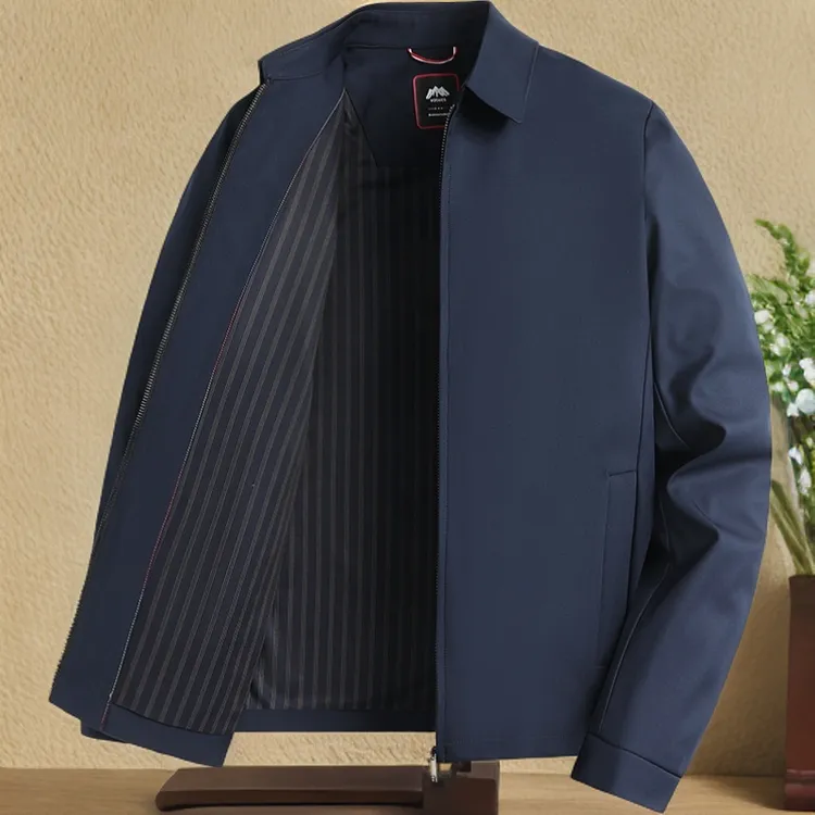 中老年爸爸春秋装外套商务休闲男士上衣春季翻领夹克男款茄克
