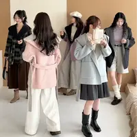 （香香福利8331）连帽双面呢风衣外套秋装新款2025外套女
