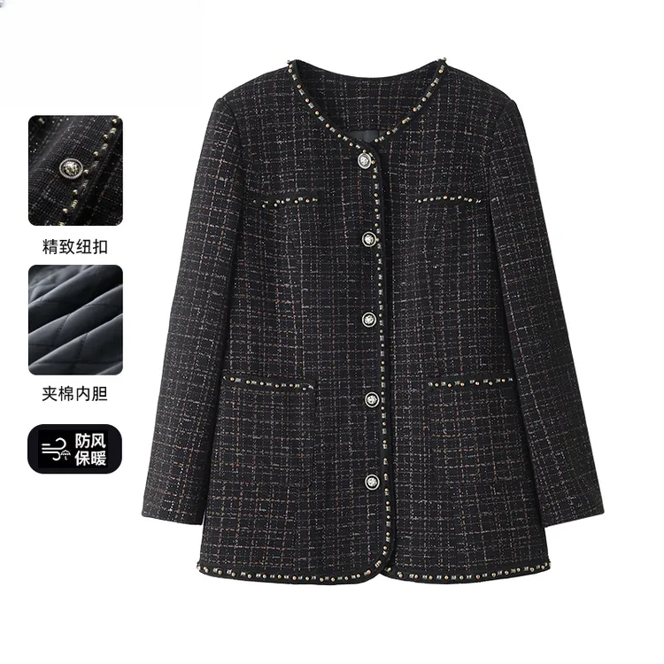 2025秋冬季新大码女装百搭小香风外套气质收腰遮肉显瘦ZB5482