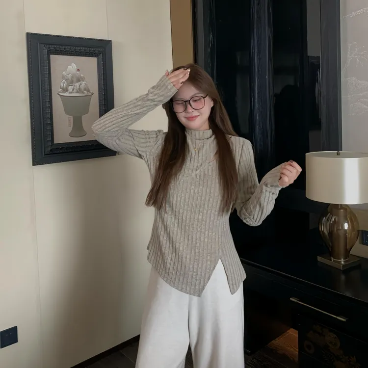 盈盈&南岛风大码女装设计感针织打底衫胖mm显瘦小衫针织衫ZYY2282